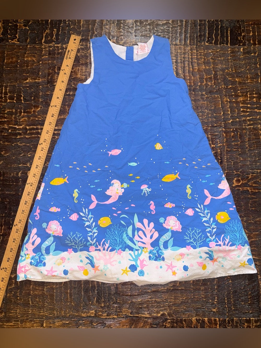 Tommy Bahama Girls Blue Pink Mermaid Fish Ocean Under the Sea Beach Dress size 8